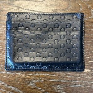 MENS BLACK LEATHER OMEGA CREDIT CARD HOLDER